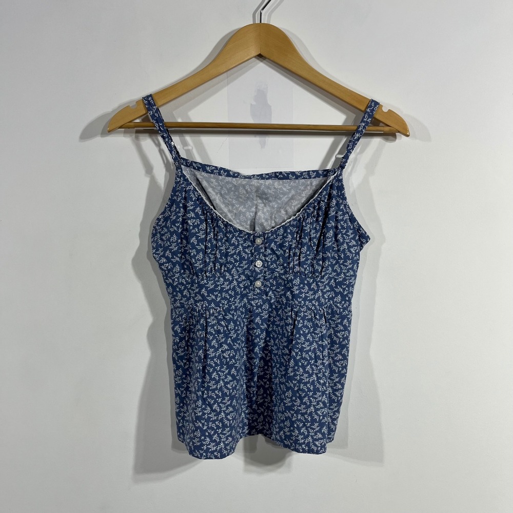 J. Galt Babydoll Coquette Y2K Floral Cami Smocked Tank Top Womens XS Cottagecore